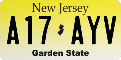 NJ license plate A17AYV