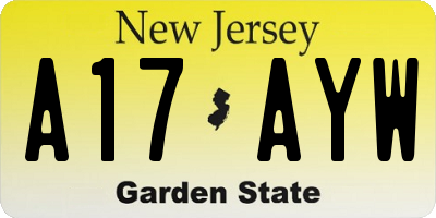 NJ license plate A17AYW