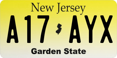 NJ license plate A17AYX