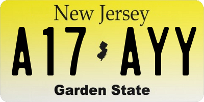 NJ license plate A17AYY
