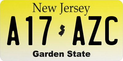 NJ license plate A17AZC