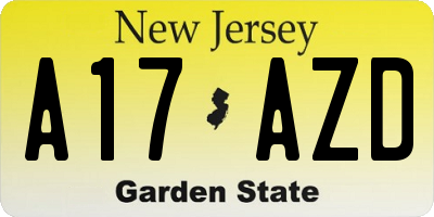 NJ license plate A17AZD