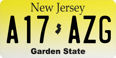 NJ license plate A17AZG