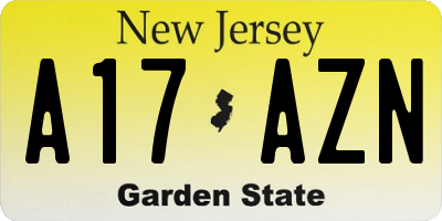 NJ license plate A17AZN