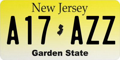 NJ license plate A17AZZ