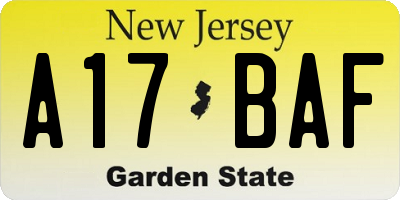 NJ license plate A17BAF