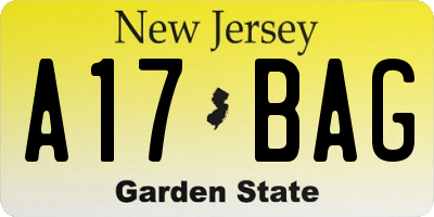 NJ license plate A17BAG