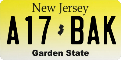 NJ license plate A17BAK