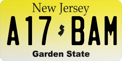 NJ license plate A17BAM