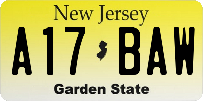 NJ license plate A17BAW