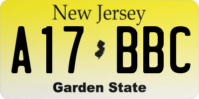 NJ license plate A17BBC