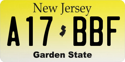 NJ license plate A17BBF