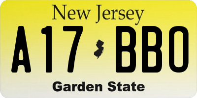 NJ license plate A17BBO