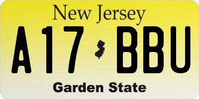 NJ license plate A17BBU