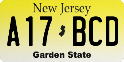 NJ license plate A17BCD