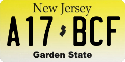 NJ license plate A17BCF