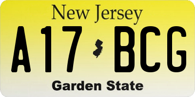 NJ license plate A17BCG