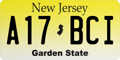 NJ license plate A17BCI