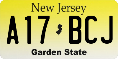 NJ license plate A17BCJ