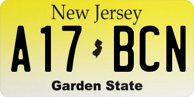 NJ license plate A17BCN