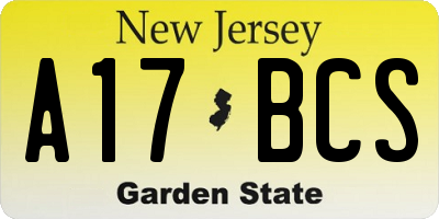 NJ license plate A17BCS