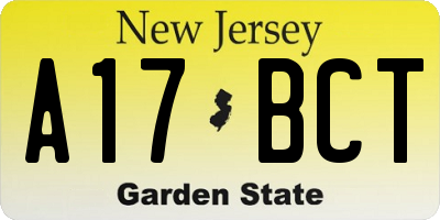 NJ license plate A17BCT
