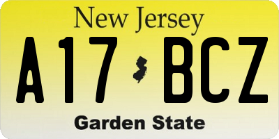 NJ license plate A17BCZ