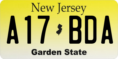 NJ license plate A17BDA