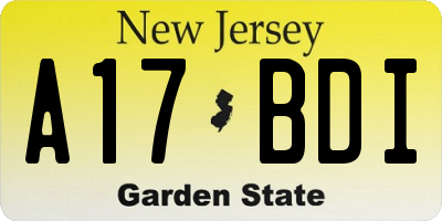 NJ license plate A17BDI