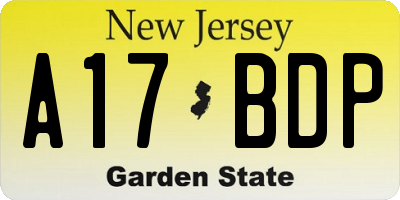 NJ license plate A17BDP
