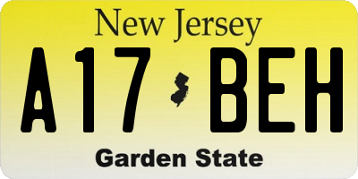 NJ license plate A17BEH