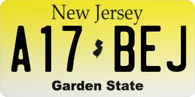 NJ license plate A17BEJ