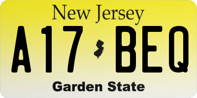 NJ license plate A17BEQ