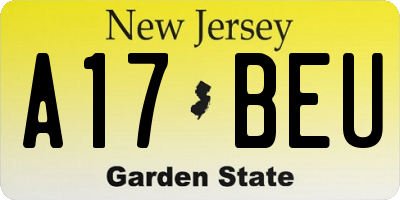 NJ license plate A17BEU