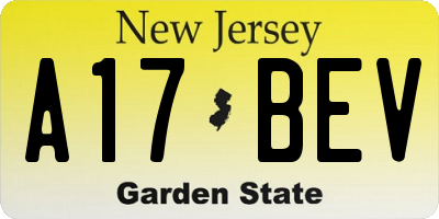 NJ license plate A17BEV