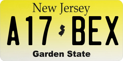 NJ license plate A17BEX