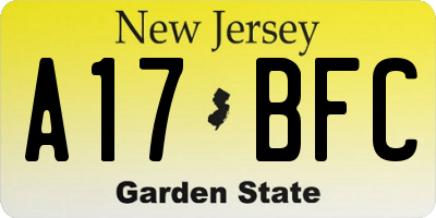 NJ license plate A17BFC