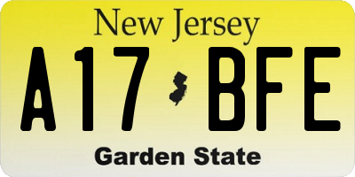 NJ license plate A17BFE