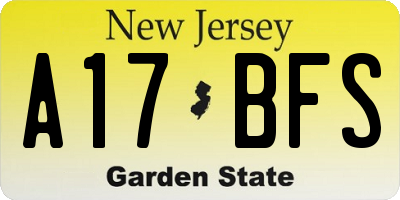 NJ license plate A17BFS