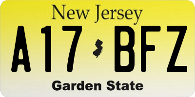NJ license plate A17BFZ