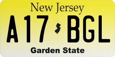 NJ license plate A17BGL