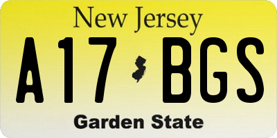 NJ license plate A17BGS