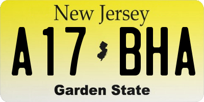 NJ license plate A17BHA