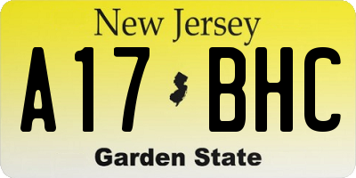 NJ license plate A17BHC