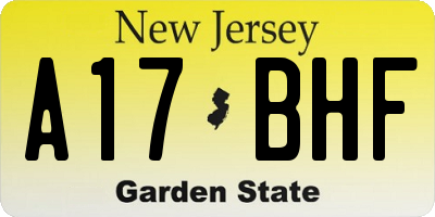 NJ license plate A17BHF