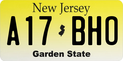 NJ license plate A17BHO