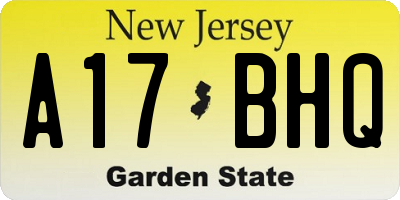 NJ license plate A17BHQ