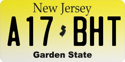 NJ license plate A17BHT