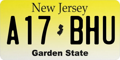 NJ license plate A17BHU