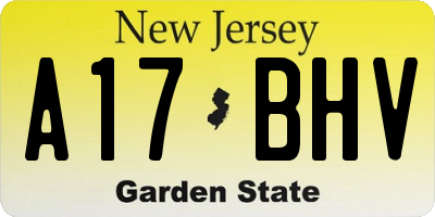 NJ license plate A17BHV